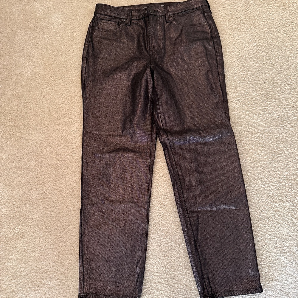 Old Navy high rise straight leg shinny brown pants